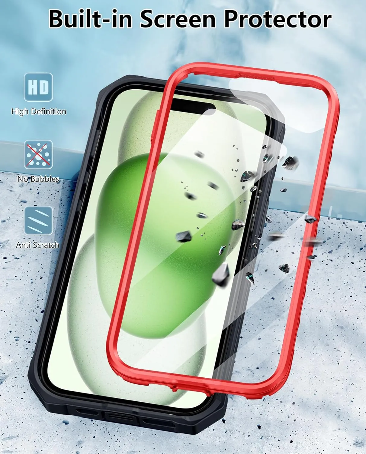 FNTCASE for iPhone 15 Phone Case: for iPhone 14 & 13 & 16e Case Military Shockproof Protective Rugged Cell Phone Cover with Kickstand & Belt-Clip Holster, Heavy Duty Hard Cases 5G - 6.1 Inch Red