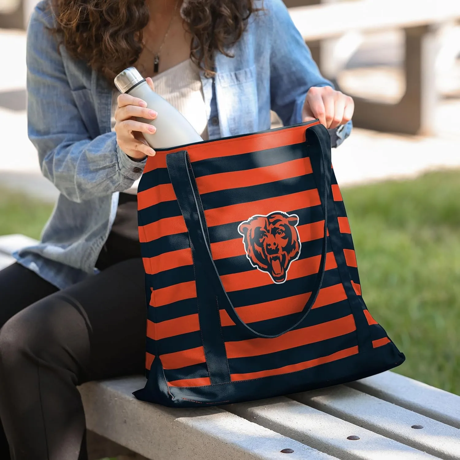 FOCO NFL Team Logo Stripe Canvas Tote Bag