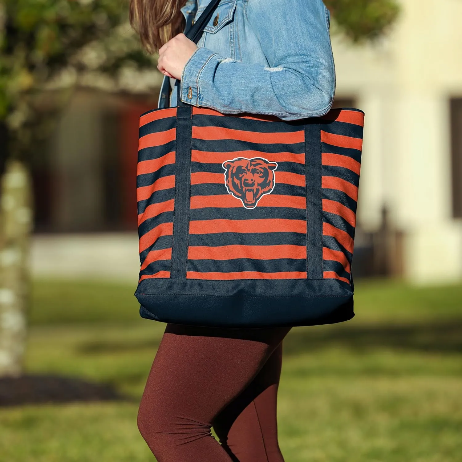 FOCO NFL Team Logo Stripe Canvas Tote Bag