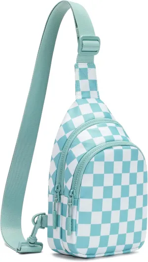 FODOKO 2025 new chest bag leads the trend of plaid retro style, foldable cross-body bag to enhance the technological storage function, you can perfectly store cosmetics, folding umbrella, 500 ml cups,