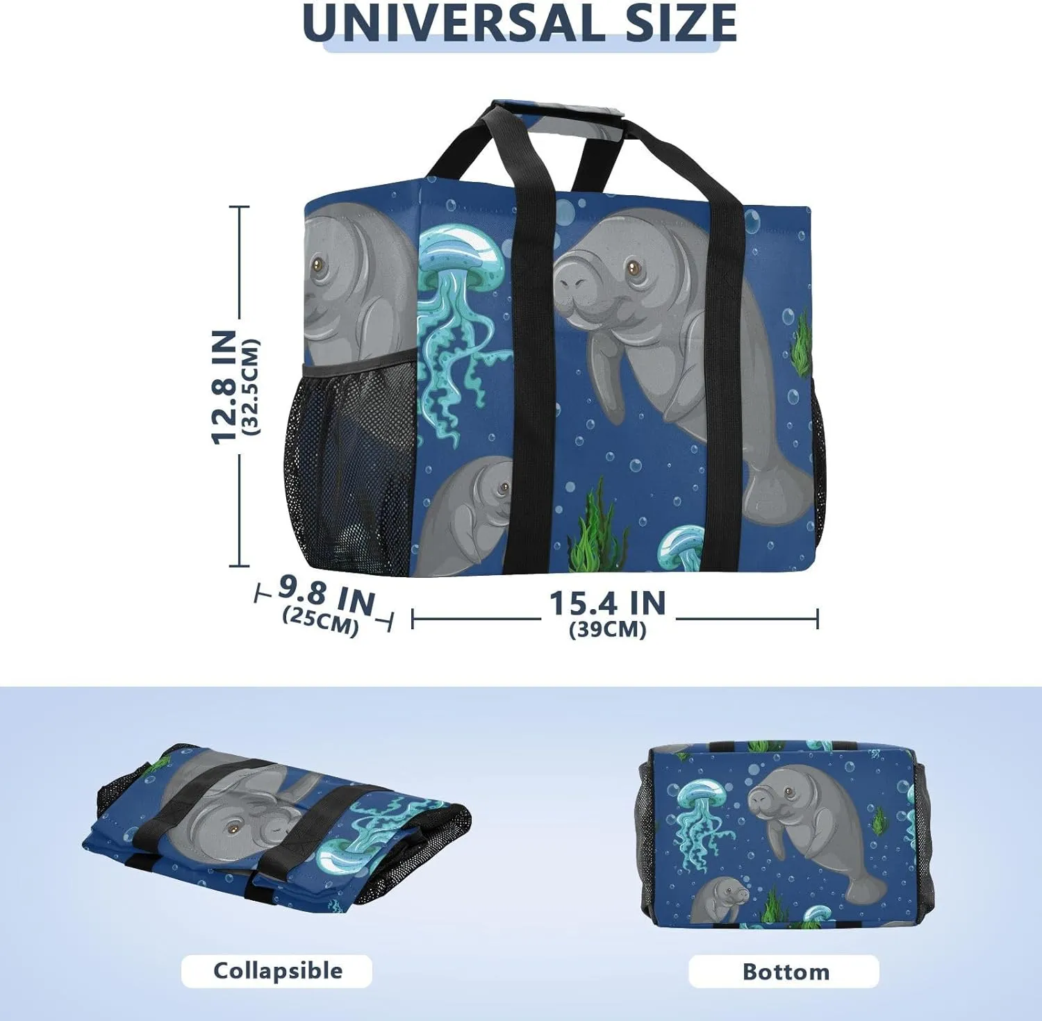 Foldable Grocery Reusable Tote Grocery Bag, Travel Canvas Shoulder Bags, Large Casual Laundry Pool Beach Bag