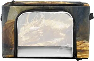 Foldable Storage Bin Greedy Golden Dragon Lying on Coins Sturdy Under Bed Storage Container with Clear Window and Handle