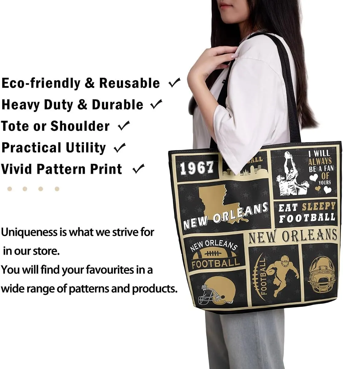 Football Canvas Bag for Kids Boys Girls,Rugby Canvas Tote Bag for Football Fan
