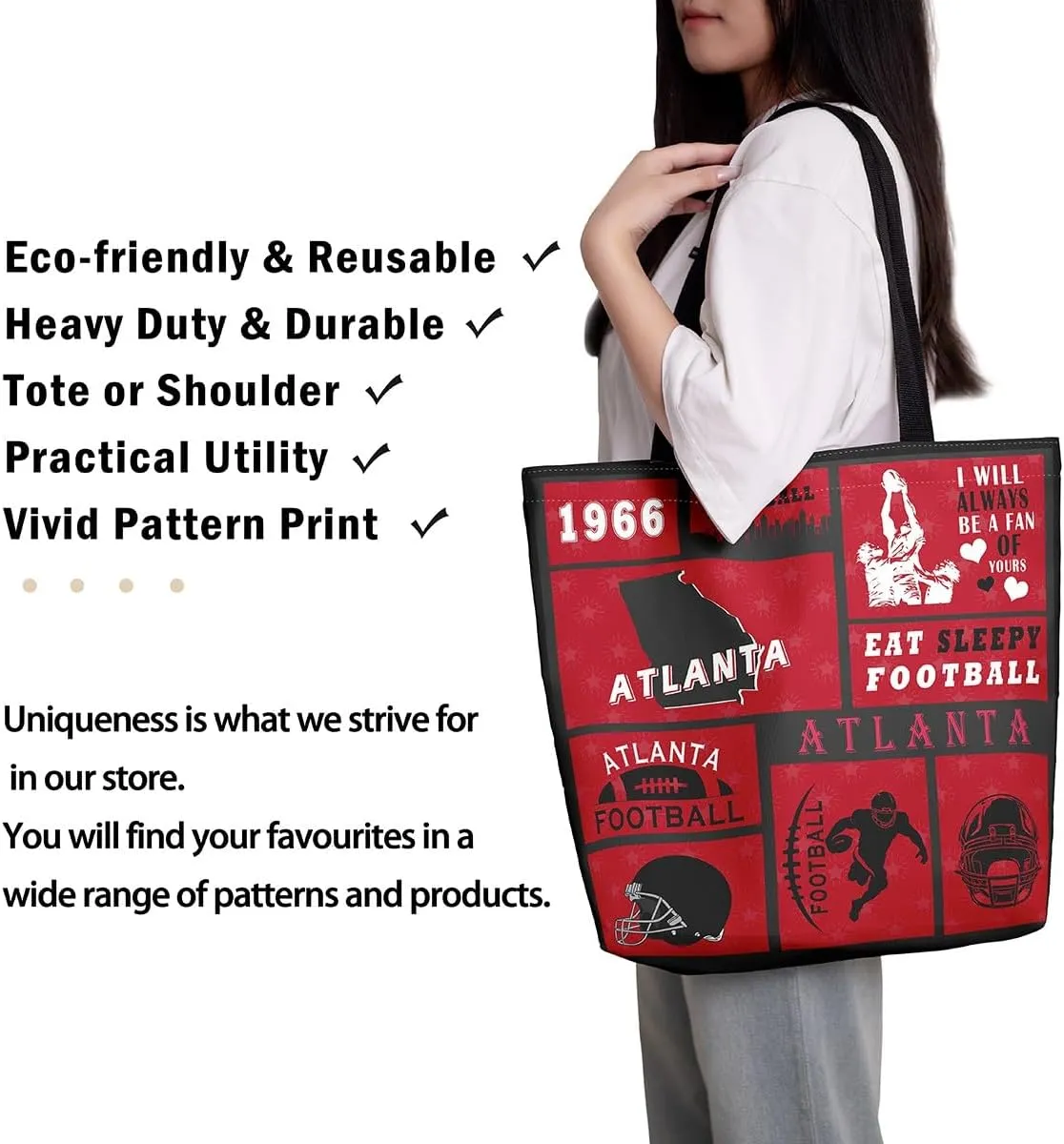 Football Canvas Bag for Kids Boys Girls,Rugby Canvas Tote Bag for Football Fan
