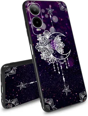 for Cricket Icon 6 Moon Star Galaxy Florals Theme Phone Case Ultra-Thin Soft Black TPU Shockproof Protection Cover for Cricket Icon 6
