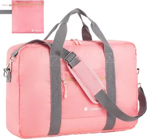 For Frontier Airlines Personal Item Travel Bag 18 x 14 x 8 Inches, Foldable Under Seat Duffel Bags for Spirit Airplane 14 x 18 x 8 Inches, Minimalist Overnight Bag for Women or Men Air Travel [Pink]
