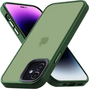 for iPhone 12 Phone Case, Shockproof for iPhone 12 Pro Case, Military Grade Drop Protection, Protective Hard Back Slim Translucent, Frosted Green