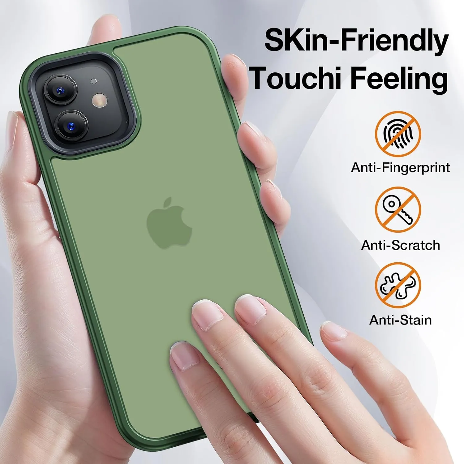 for iPhone 12 Phone Case, Shockproof for iPhone 12 Pro Case, Military Grade Drop Protection, Protective Hard Back Slim Translucent, Frosted Green