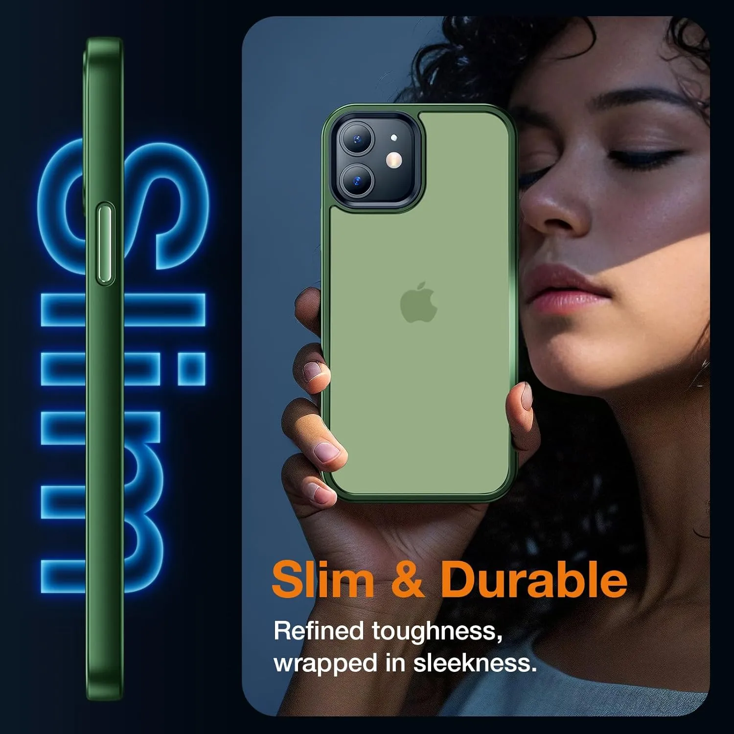 for iPhone 12 Phone Case, Shockproof for iPhone 12 Pro Case, Military Grade Drop Protection, Protective Hard Back Slim Translucent, Frosted Green