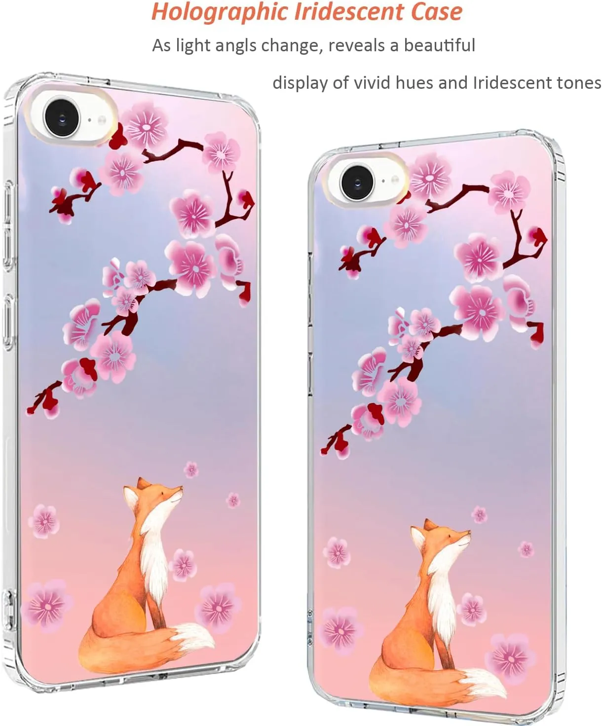 for iPhone 16e Case 2025, Slim Clear Matte Cute Flowers Floral Design for Girls Women Rugged TPU Bumper Shockproof Silicone Cell Phone Cover (Cherry Fox)