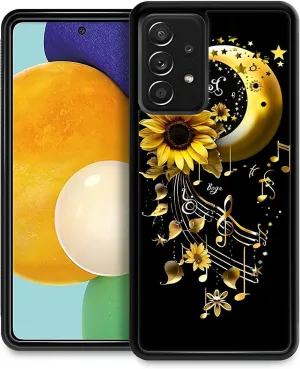 for Samsung Galaxy A53 5G Case, Moon Stars Music Sunflower Pattern Graphic Design Girl Boy Soft Silicone Hard Acrylic Shock Protection for Samsung Galaxy A53 5G