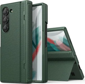 for Samsung Galaxy Z Fold 6 Case Slim with Kickstand & Hinge Protection & Tempered Screen Protector, 360° Full Body Shockproof Protective Phone Case for Samsung Galaxy Z Fold6 2024, Green