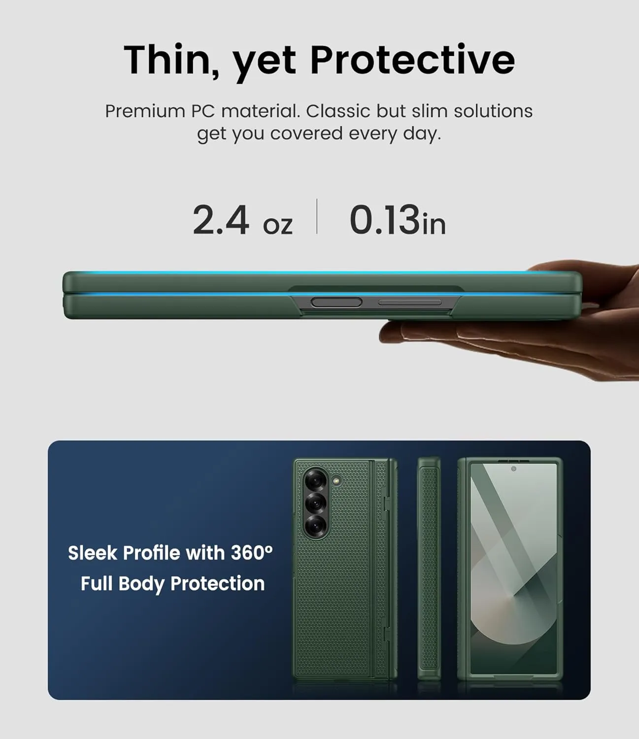 for Samsung Galaxy Z Fold 6 Case Slim with Kickstand & Hinge Protection & Tempered Screen Protector, 360° Full Body Shockproof Protective Phone Case for Samsung Galaxy Z Fold6 2024, Green