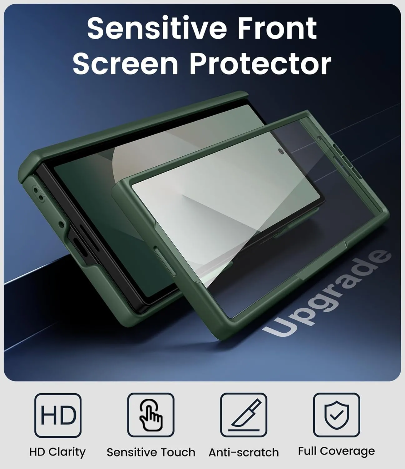 for Samsung Galaxy Z Fold 6 Case Slim with Kickstand & Hinge Protection & Tempered Screen Protector, 360° Full Body Shockproof Protective Phone Case for Samsung Galaxy Z Fold6 2024, Green