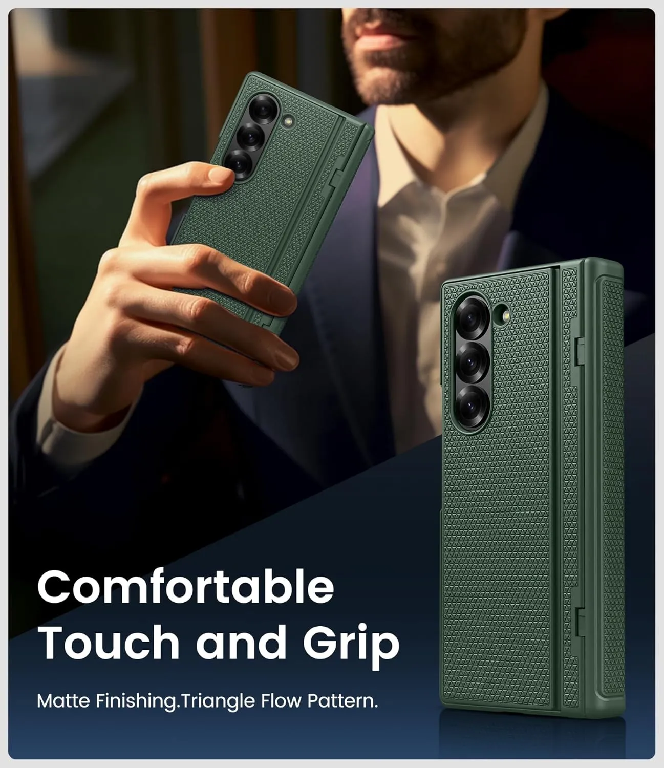 for Samsung Galaxy Z Fold 6 Case Slim with Kickstand & Hinge Protection & Tempered Screen Protector, 360° Full Body Shockproof Protective Phone Case for Samsung Galaxy Z Fold6 2024, Green