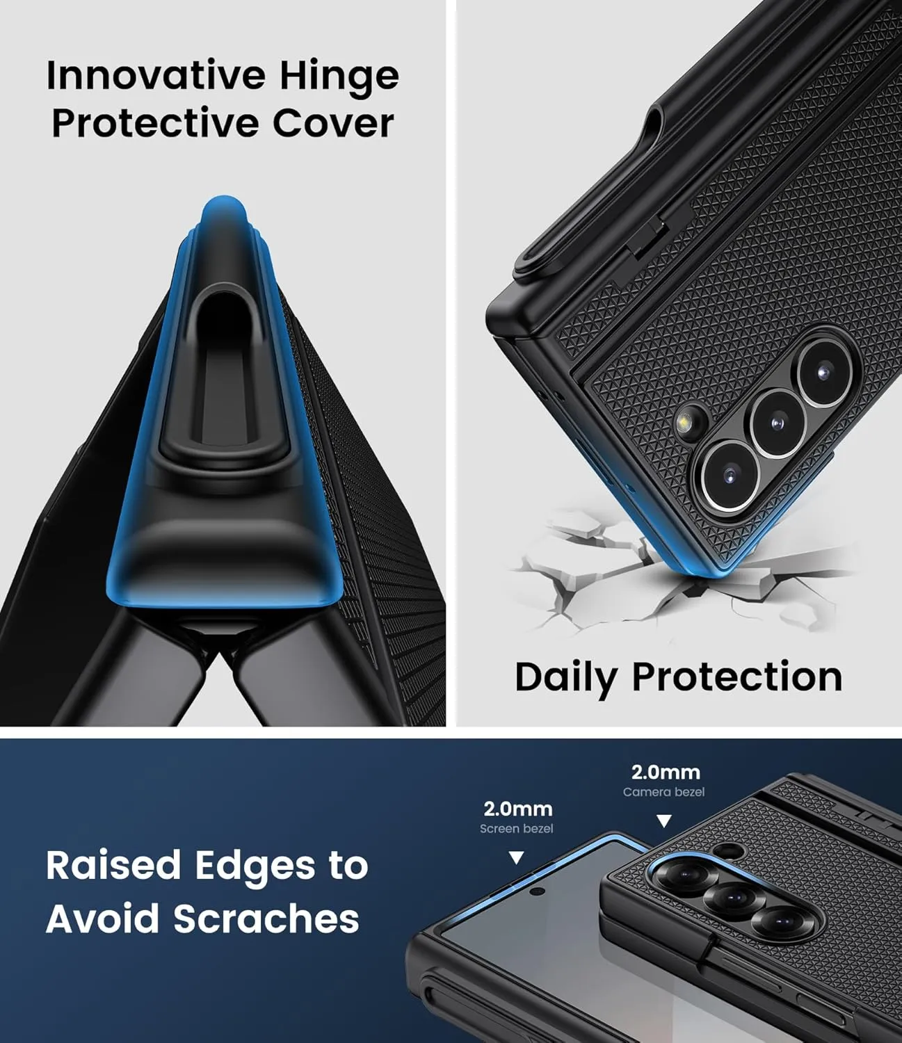 for Samsung Galaxy Z Fold 6 Case with S Pen Holder, Screen Protector & Kickstand & Hinge Protection, Slim Fit Rugged Hard 360° Full Body Cover Protective Phone Case for Samsung Z Fold 6, Black