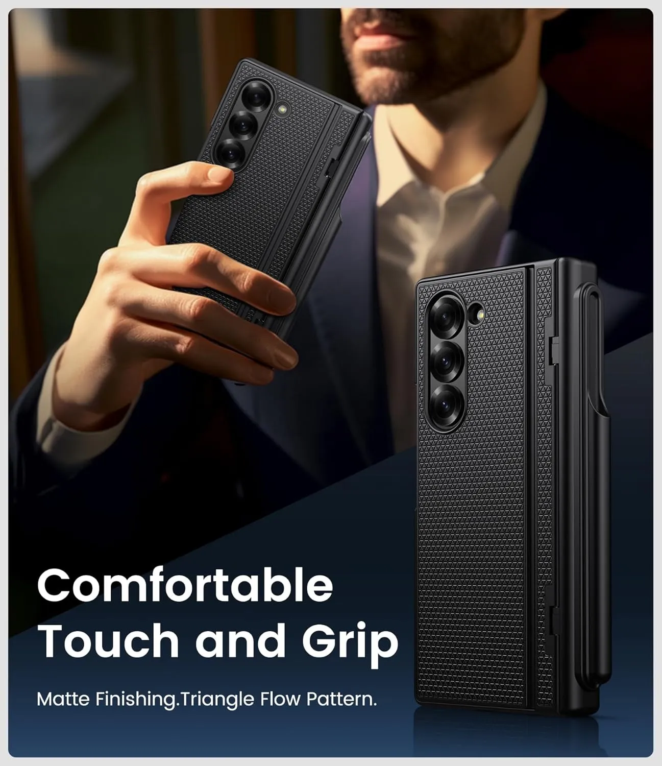 for Samsung Galaxy Z Fold 6 Case with S Pen Holder, Screen Protector & Kickstand & Hinge Protection, Slim Fit Rugged Hard 360° Full Body Cover Protective Phone Case for Samsung Z Fold 6, Black
