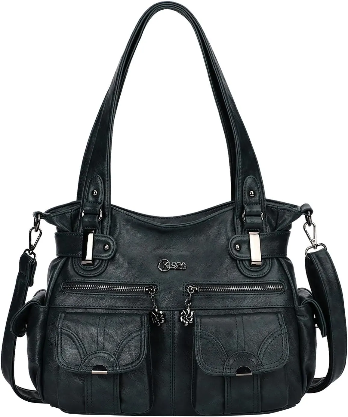 Foreign Trade Fashion Women's Shoulder Bag European And American Large Capacity PU Leather Small Tote (Green, One Size)