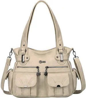 Foreign Trade Fashion Women's Shoulder Bag European And American Large Capacity PU Leather Small Tote (Khaki, One Size)