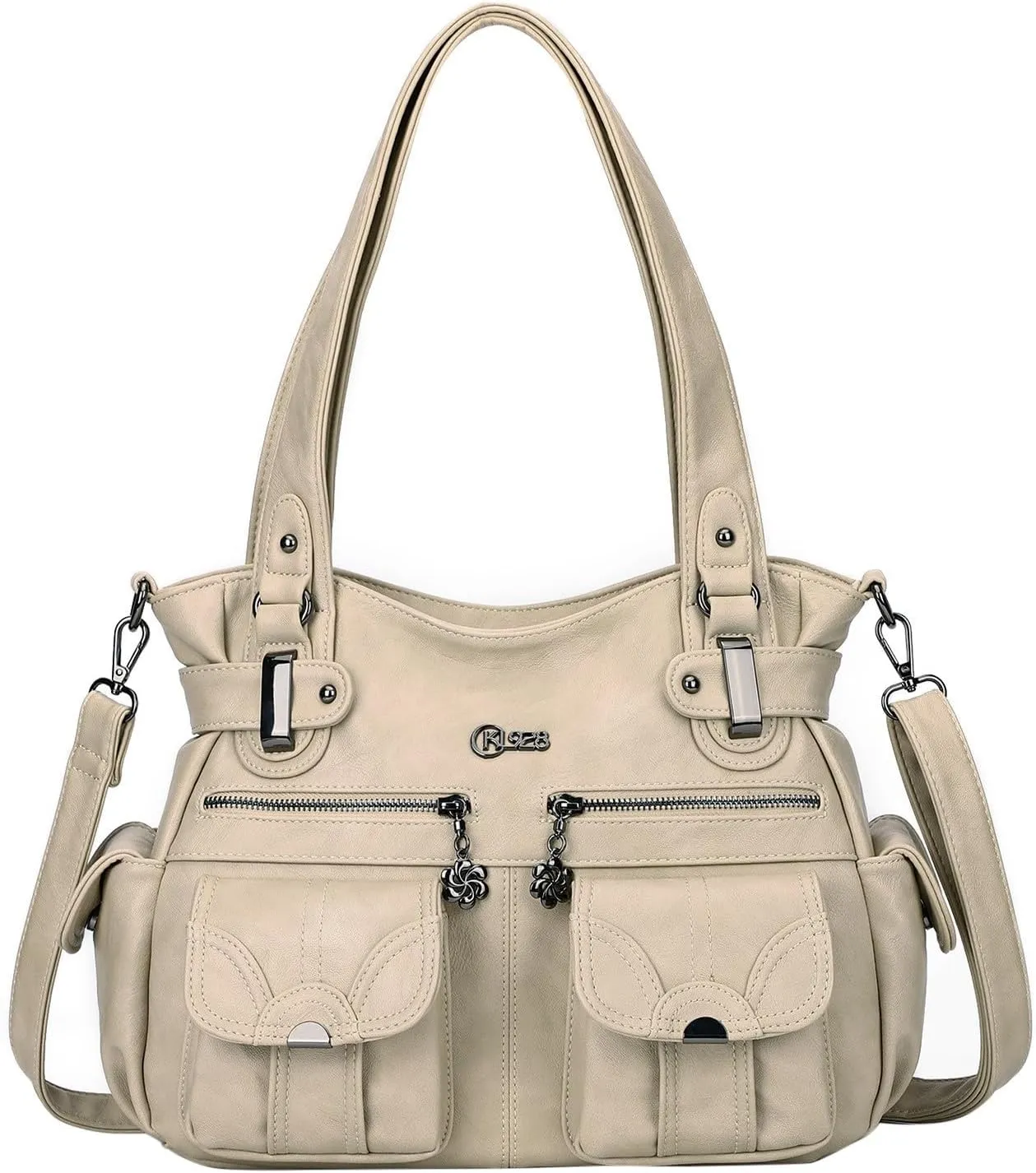 Foreign Trade Fashion Women's Shoulder Bag European And American Large Capacity PU Leather Small Tote (Khaki, One Size)