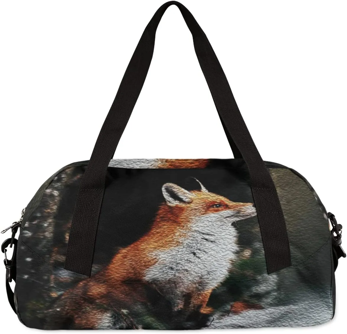 Forest Fox Kids Duffel Bag for Girls Boys Teens, Fox Oil Painting Dance Bag Overnight Small Duffel Bag Carry On Weekend Sports Gym Travel Bag for School Practice Gymnastics Ballet