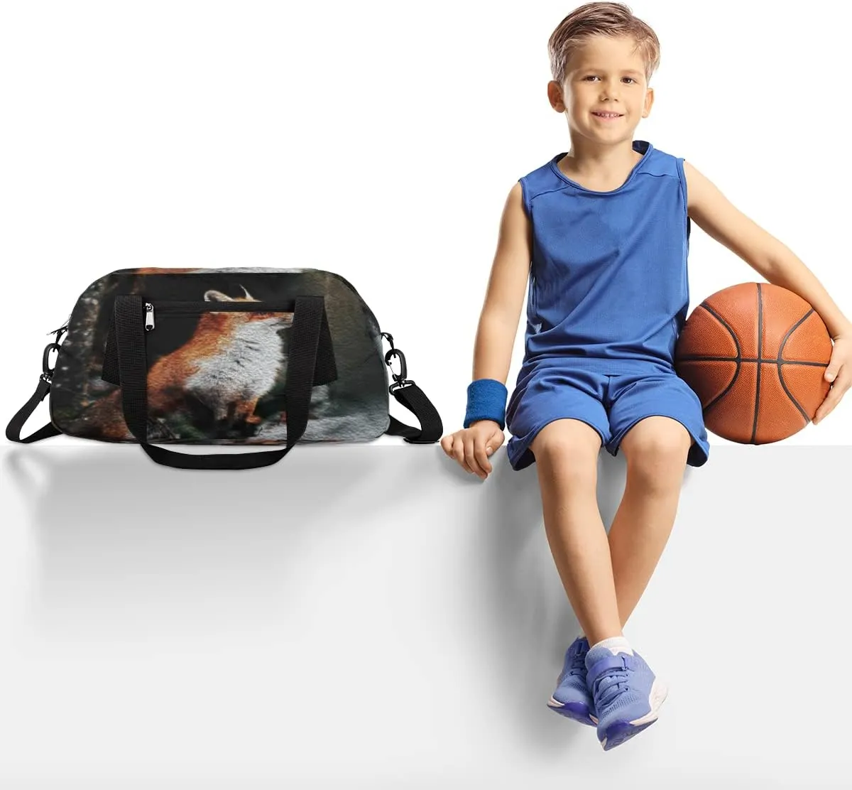 Forest Fox Kids Duffel Bag for Girls Boys Teens, Fox Oil Painting Dance Bag Overnight Small Duffel Bag Carry On Weekend Sports Gym Travel Bag for School Practice Gymnastics Ballet