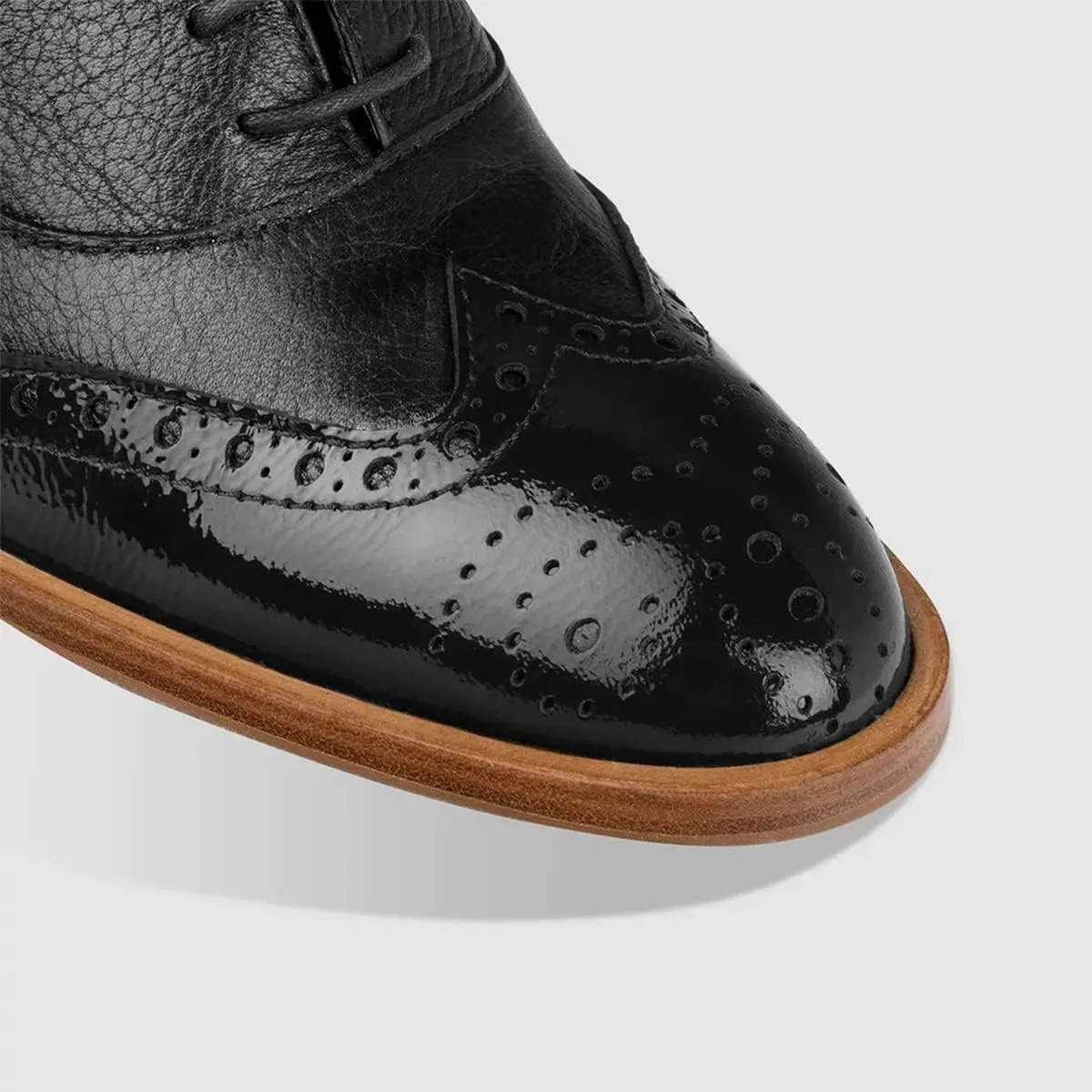 FOWT Women's Perforated Lace-Up Oxfords Almond Toe Mid Chunky Heel Brogues Casual Unisex Derby Saddle Shoes for Office Vacation Business US Size 4-16