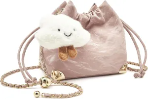 FOXLOVER Chamois Crossbody bags for women Small Bucket Velvet Fabric Soft Leather Purses Design Pearlescent Chain Straps