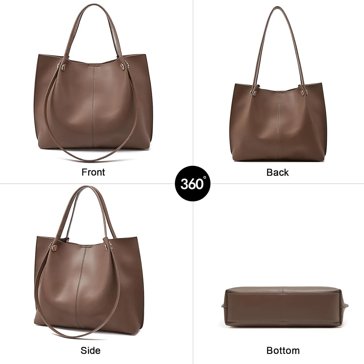 FOXLOVER Genuine Leather Shoulder Bags for Women Large Capacity Women's Tote Top-Handle Handbags with 2 Ways