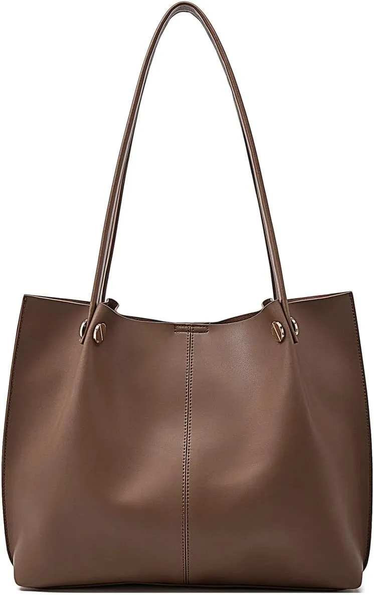 FOXLOVER Genuine Leather Shoulder Bags for Women Large Capacity Women's Tote Top-Handle Handbags with 2 Ways
