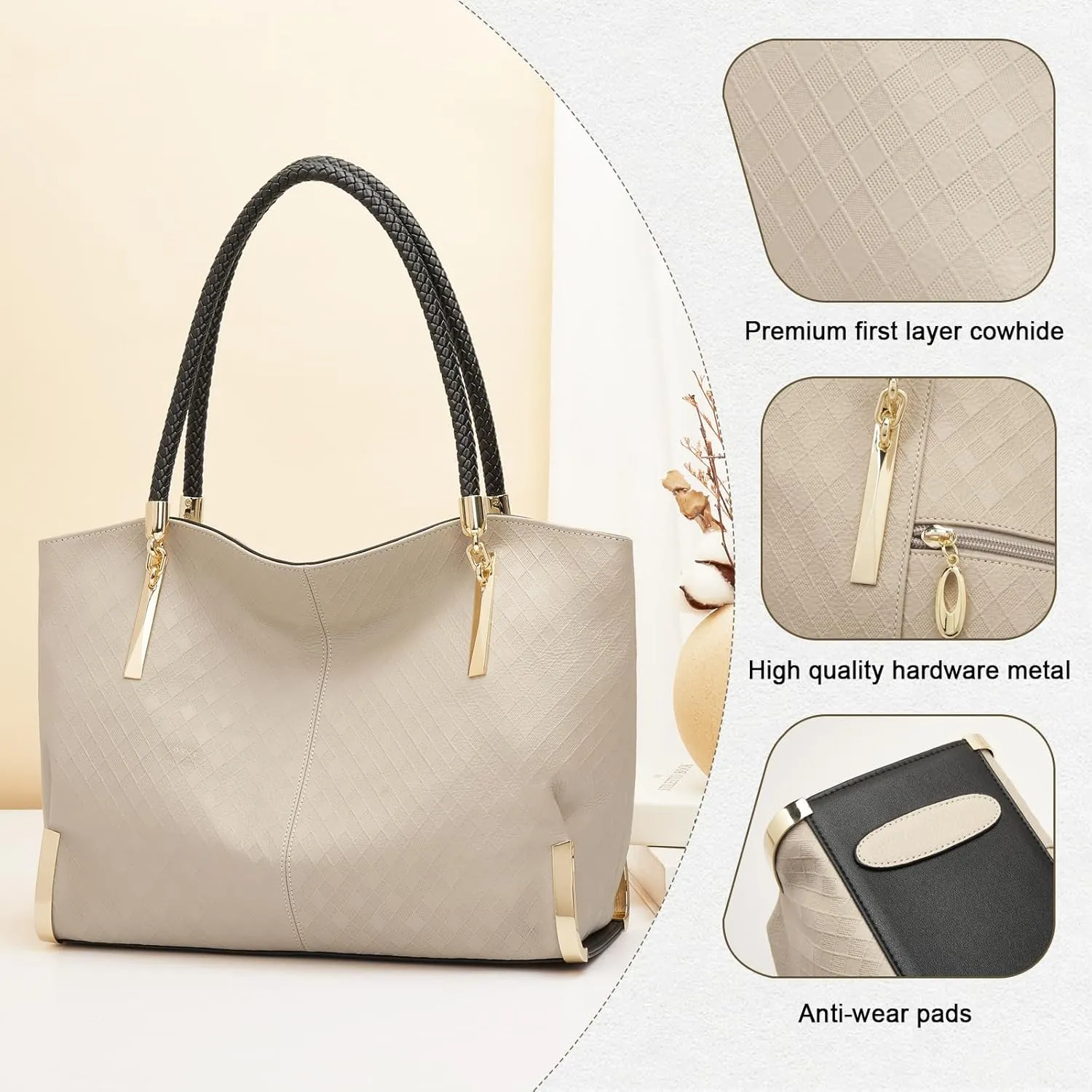 FOXLOVER Large Capacity Tote Handbags for Women, Women's Top-handle Bags Fashion Shoulder Bags Purses Minimalist design
