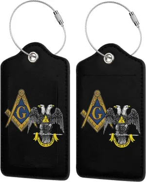 Freemasonry and Scottish Rite Luggage tag with Stainless Steel Ring for Travel Bags and suitcases 4 PCS