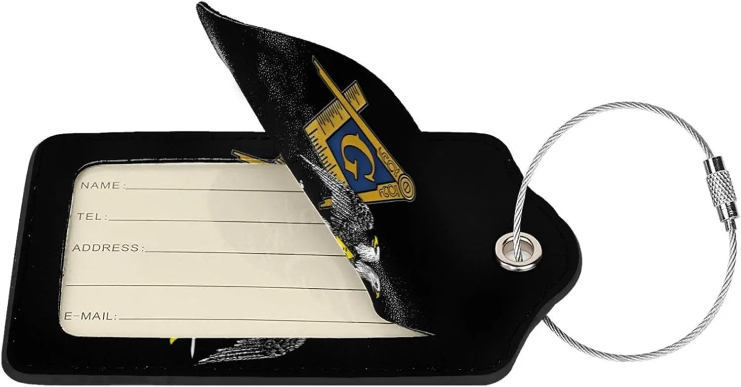 Freemasonry and Scottish Rite Luggage tag with Stainless Steel Ring for Travel Bags and suitcases 4 PCS