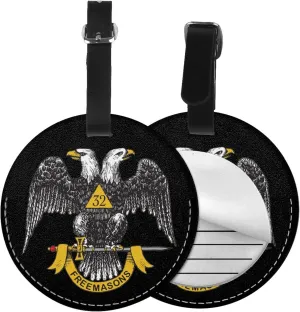 Freemasonry and Scottish Rite Round Leather Luggage Tags for Travel Bags Backpacks Handbags,3.7in