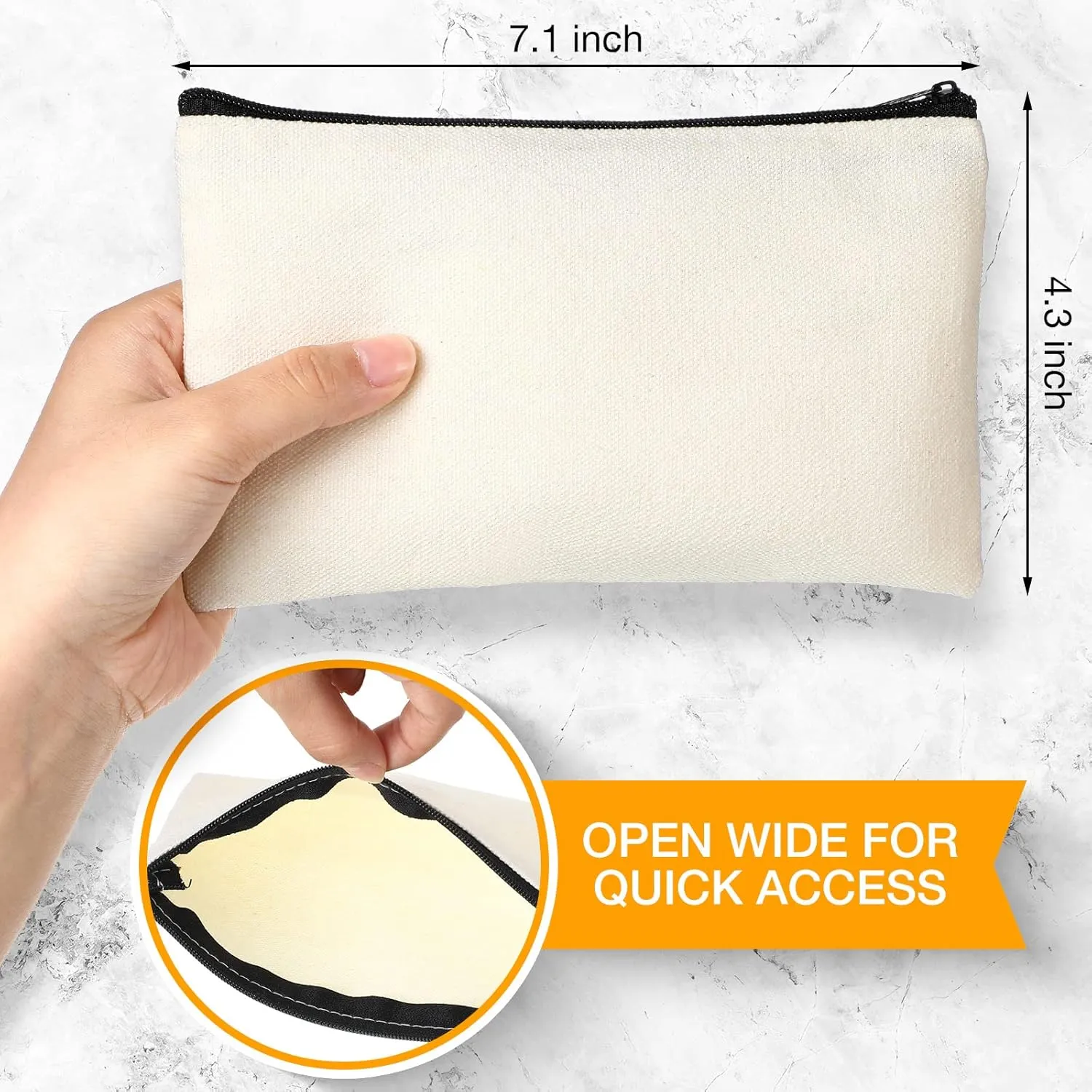 Frienda 50 Pack Canvas Zipper pencil Pouch Bulk Blank DIY Craft Bag canvas makeup Pouch Multipurpose Toiletry Tote Bag for Makeup Travel Cosmetic Stationary Storage(Beige)