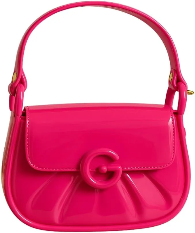Fuchsia Pink Glossy Handbag with G Clasp – Bold & Fashion-Forward Accessory