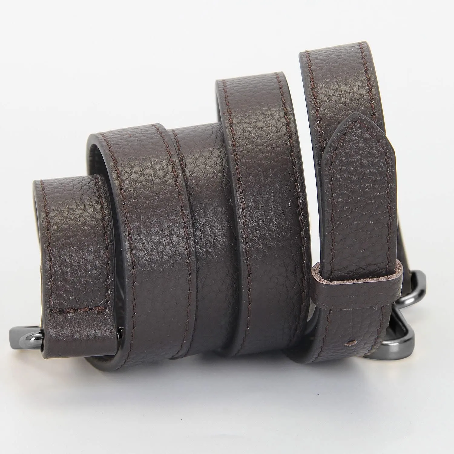 Full Grain Leather Adjustable Replacement Cross Body Purse Shoulder Strap Handbag Bag Wallet, 2/3" Wide (Coffee-Gun Lock)