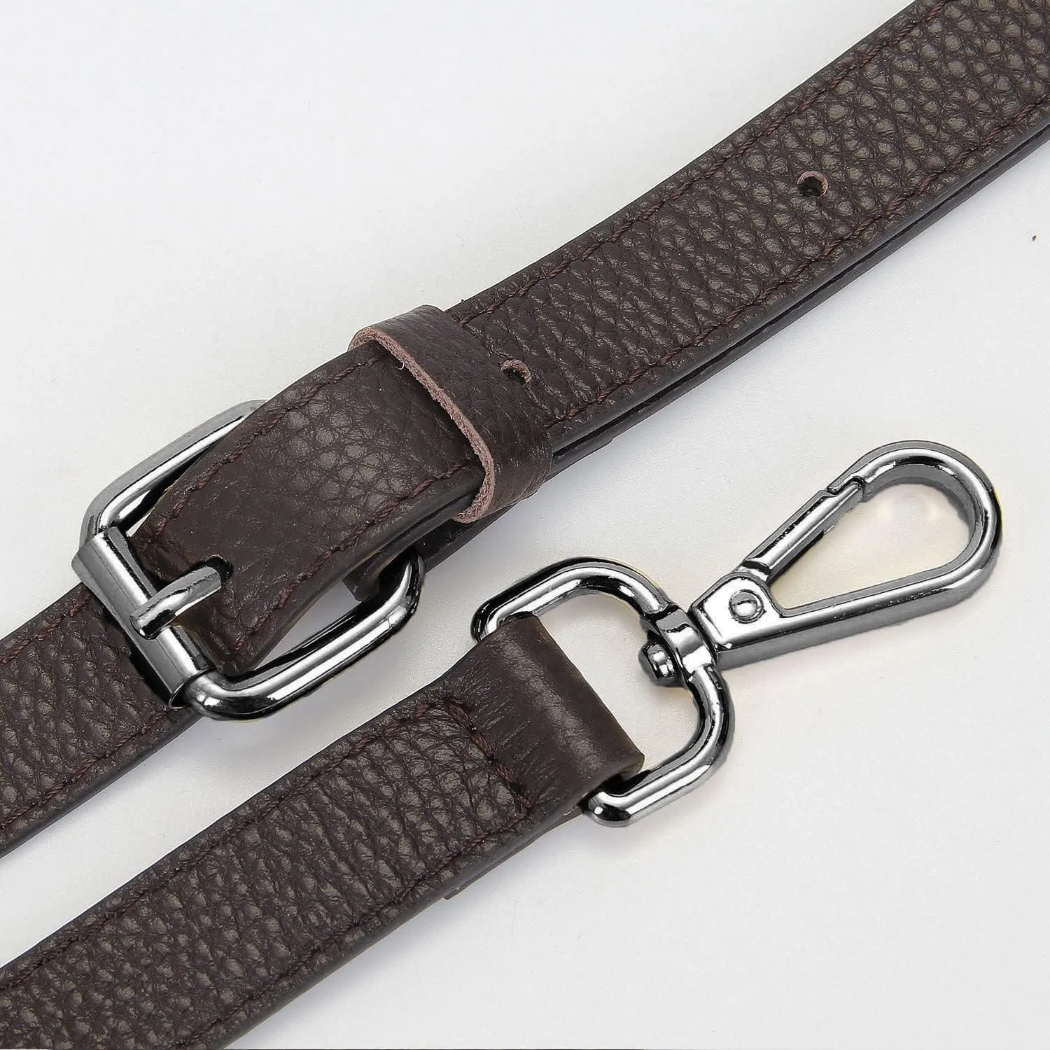 Full Grain Leather Adjustable Replacement Cross Body Purse Shoulder Strap Handbag Bag Wallet, 2/3" Wide (Coffee-Gun Lock)