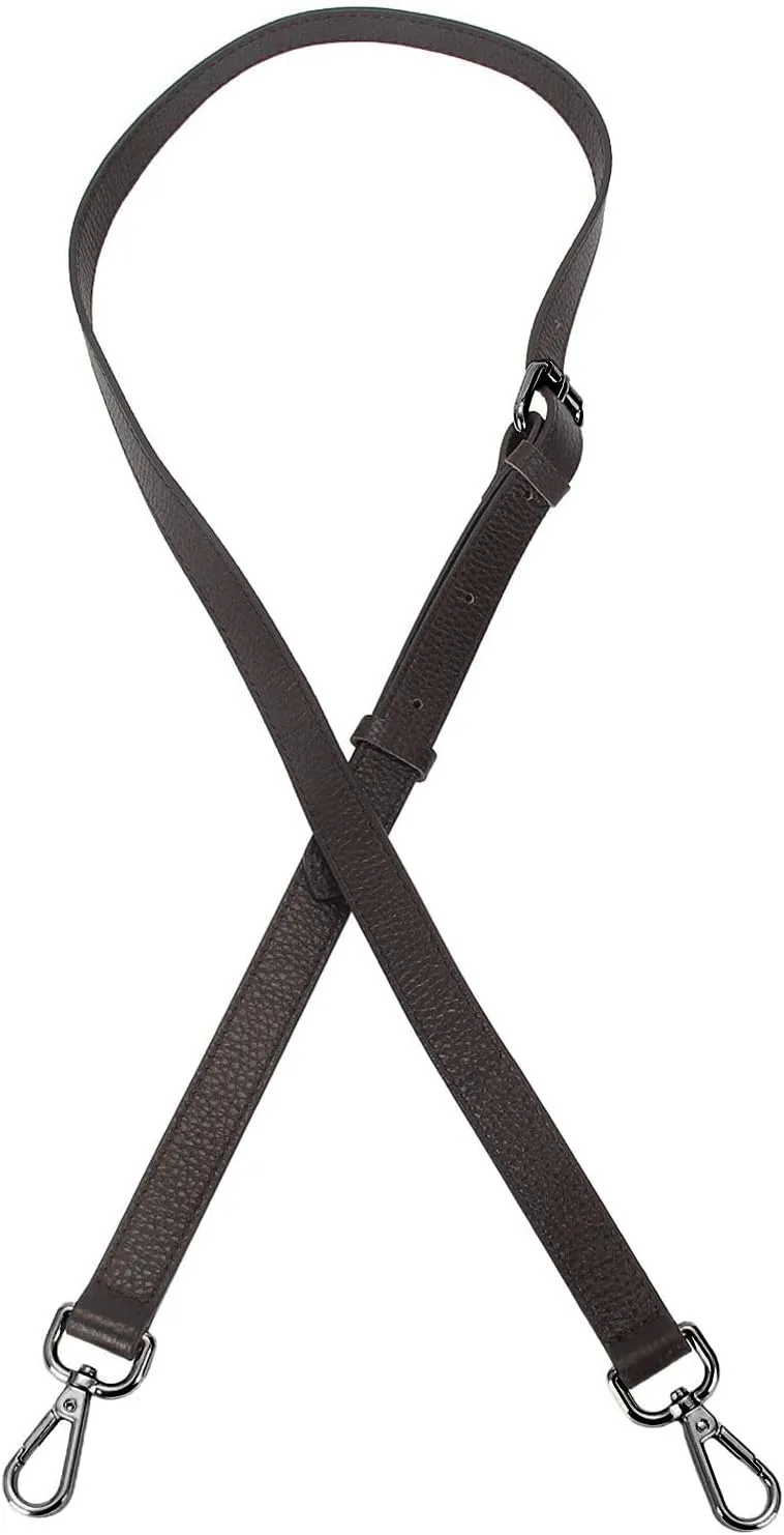 Full Grain Leather Adjustable Replacement Cross Body Purse Shoulder Strap Handbag Bag Wallet, 2/3" Wide (Coffee-Gun Lock)