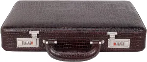 Full Grain Leather Briefcase Attache Case For Unisex Size L17xW3xH12 Inches Briefcase Bag (Croc Brown)