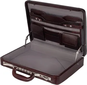 Full Grain Leather Briefcase Attache Case For Unisex Size L18 x W4 x H12 Inches Luxury Briefcase Bag