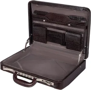 Full Grain Leather Briefcase Attache Case For Unisex Size L18 x W4 x H12 Inches Luxury Briefcase Bag