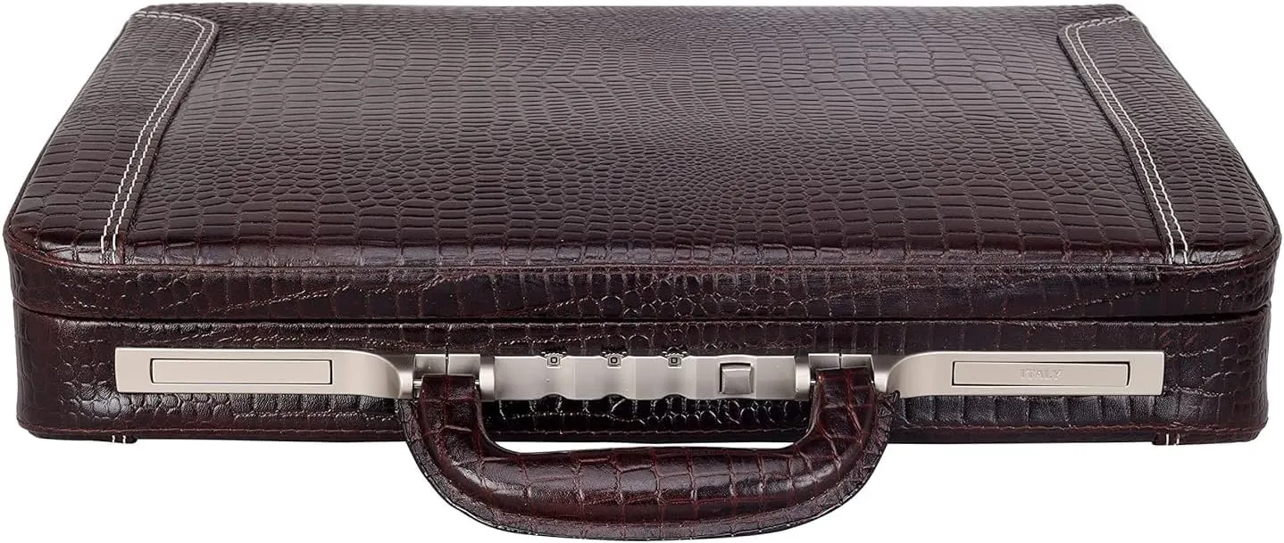Full Grain Leather Briefcase Attache Case For Unisex Size L18 x W4 x H12 Inches Luxury Briefcase Bag