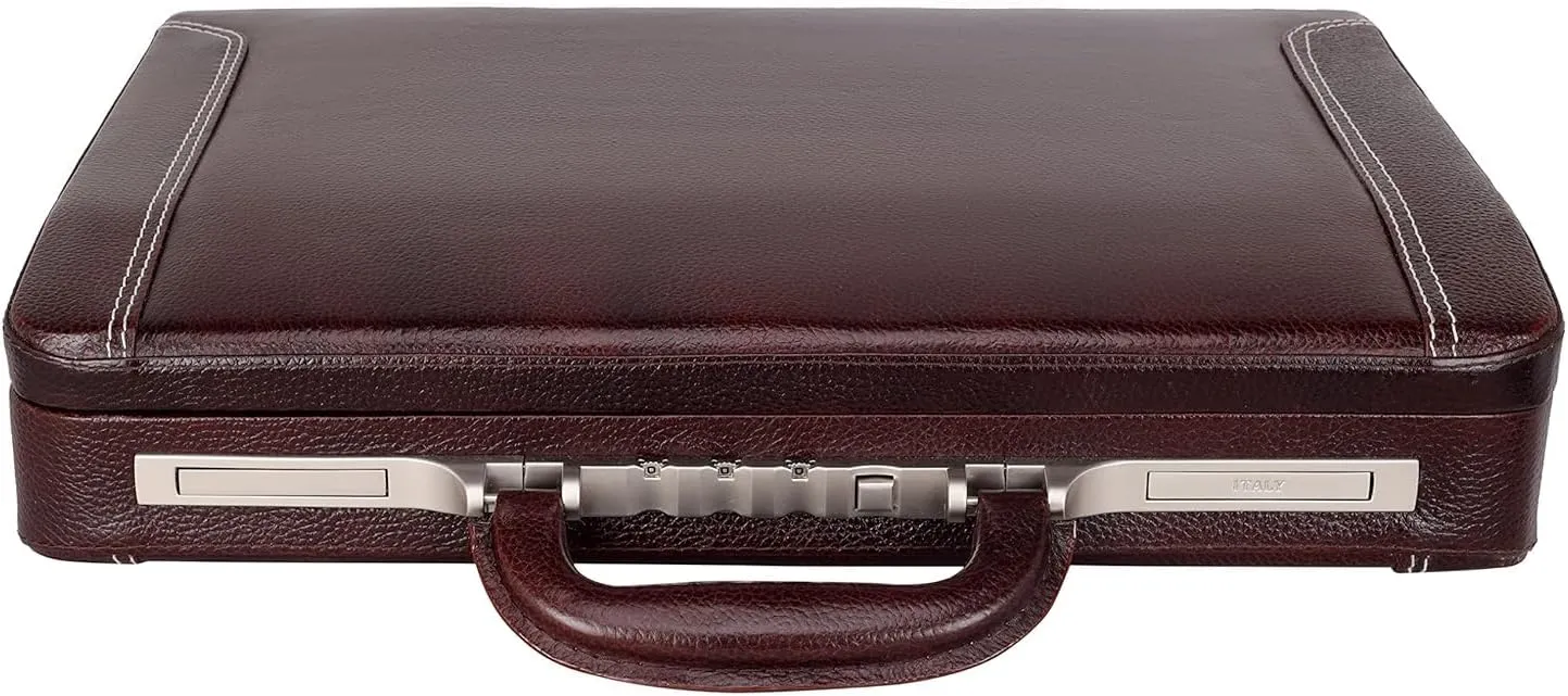 Full Grain Leather Briefcase Attache Case For Unisex Size L18 x W4 x H12 Inches Luxury Briefcase Bag