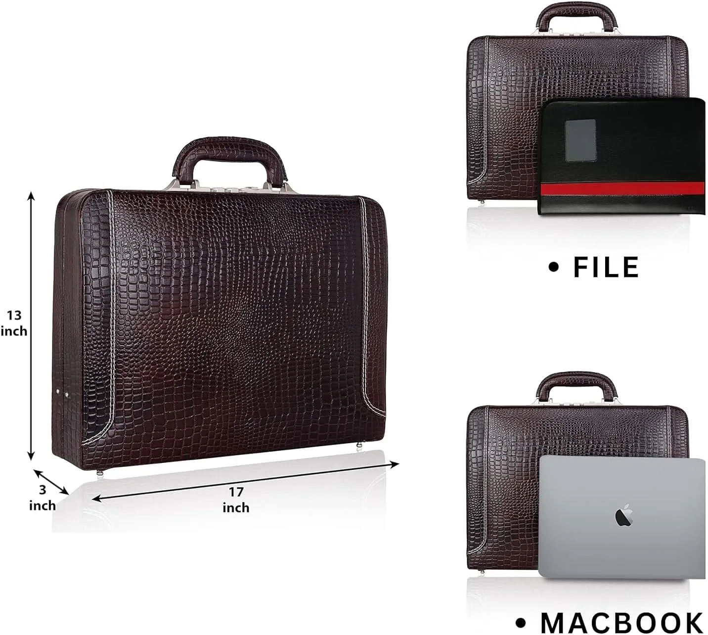 Full Grain Leather Briefcase Attache Case For Unisex Size L18 x W4 x H12 Inches Luxury Briefcase Bag