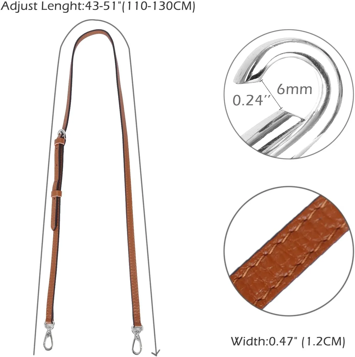 Full Grain Purse Strap Genuine Leather Replacement for Cross Body Bag HandBags