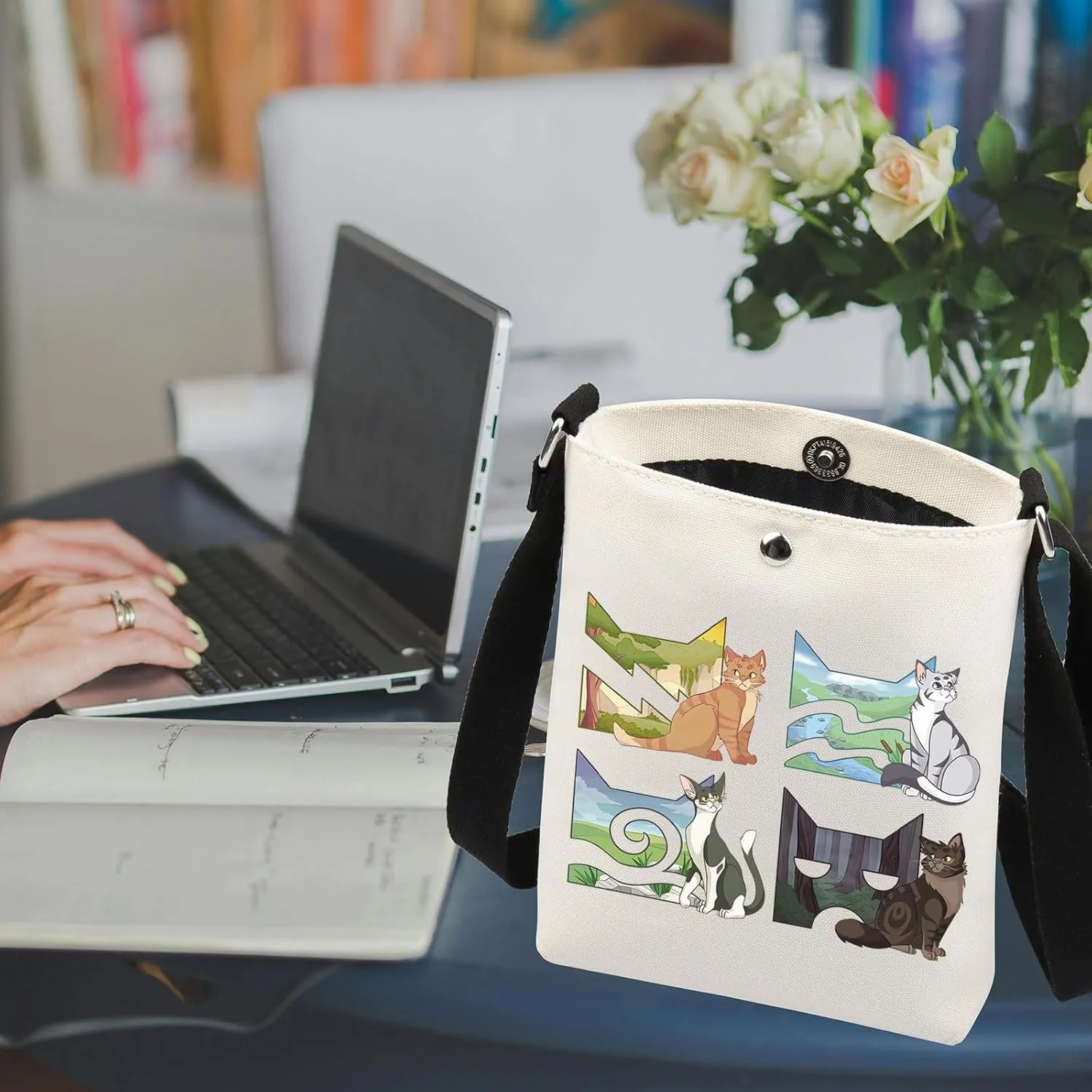 Funny W Cats Crossbody Bag Erin Cats Fans Gift Cat Clan Novel Inspired Shoulder Bag Cat Clans Merch Shadow-clan WCat Gift