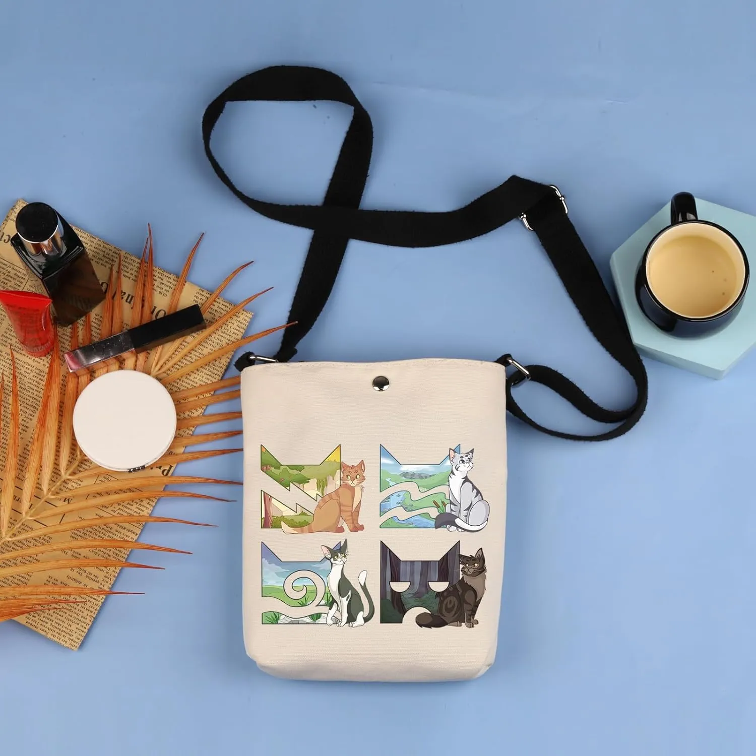 Funny W Cats Crossbody Bag Erin Cats Fans Gift Cat Clan Novel Inspired Shoulder Bag Cat Clans Merch Shadow-clan WCat Gift