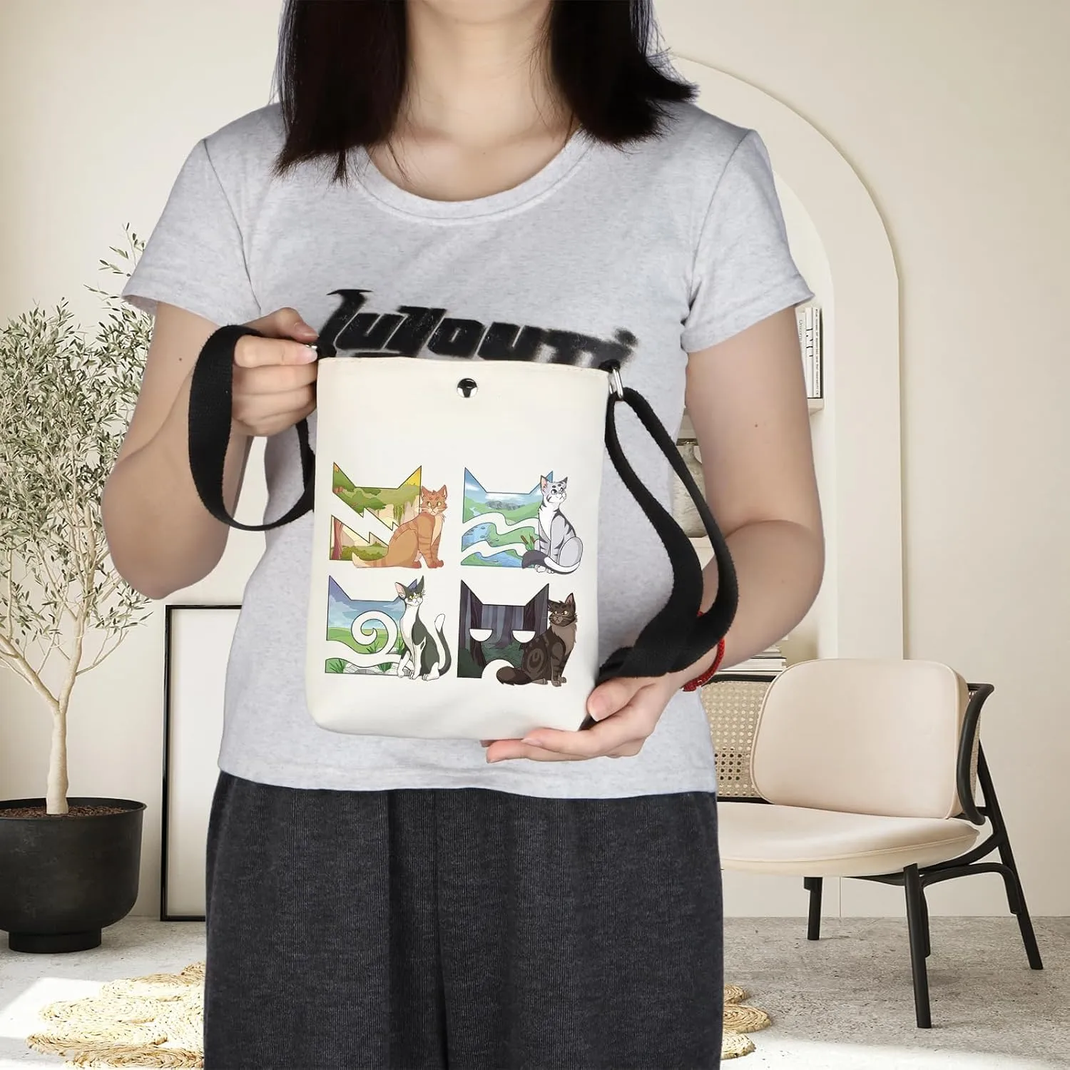 Funny W Cats Crossbody Bag Erin Cats Fans Gift Cat Clan Novel Inspired Shoulder Bag Cat Clans Merch Shadow-clan WCat Gift