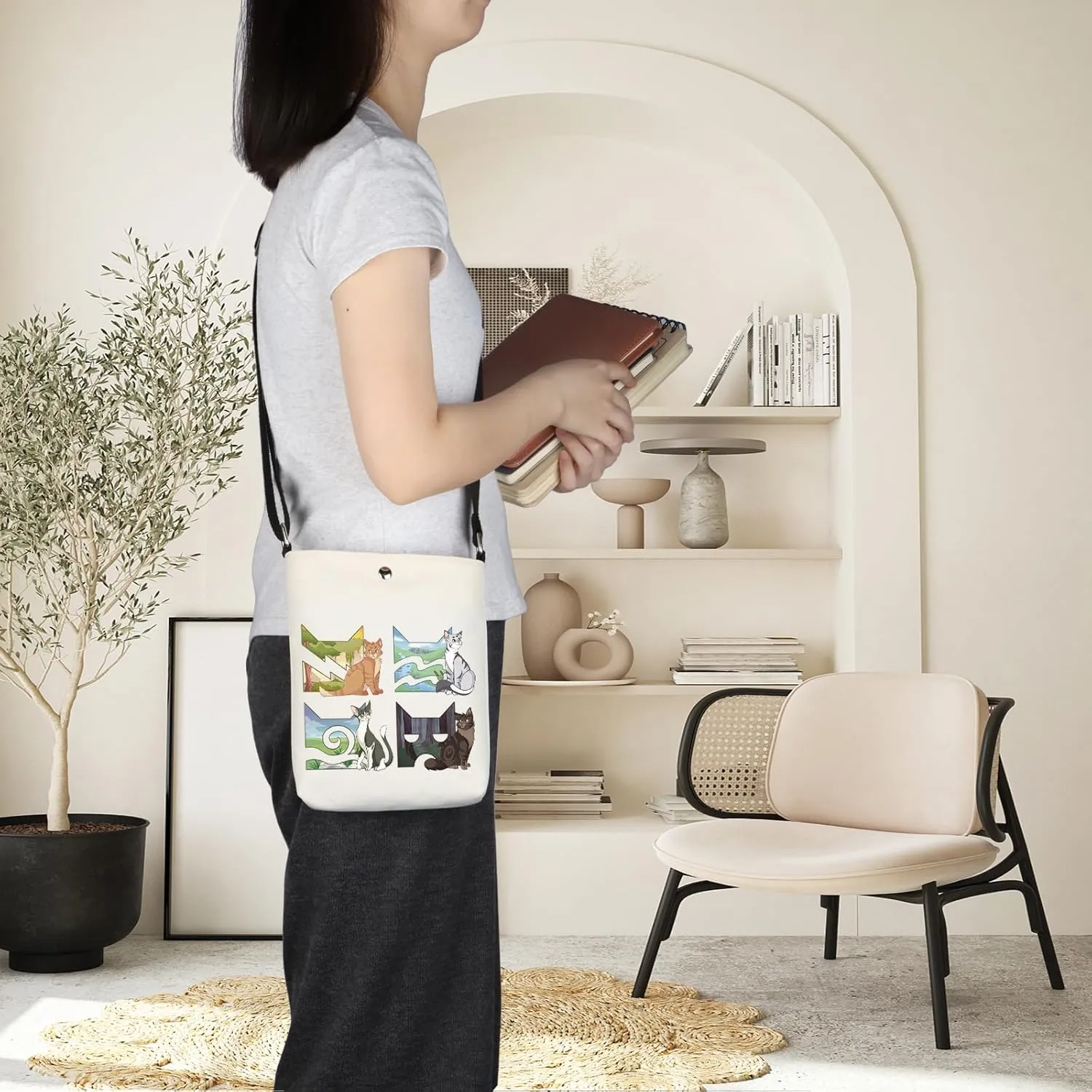 Funny W Cats Crossbody Bag Erin Cats Fans Gift Cat Clan Novel Inspired Shoulder Bag Cat Clans Merch Shadow-clan WCat Gift